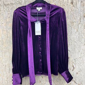 BRAND NEW! Unique Vintage Dark Purple Velvet Gwen Blouse